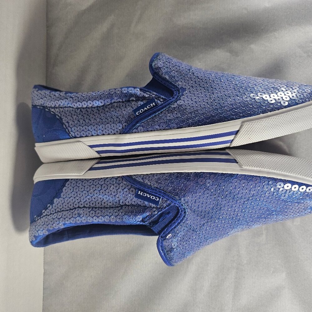 Coach "KIVY" Blue Sequins Slip On Sneakers Size 8M Luxury Sneakers. - Picture 8 of 13